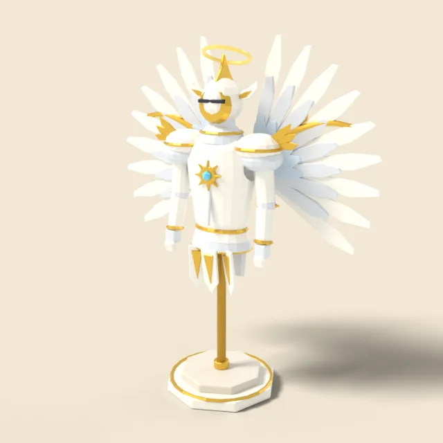 White winged celestial armor on stand
