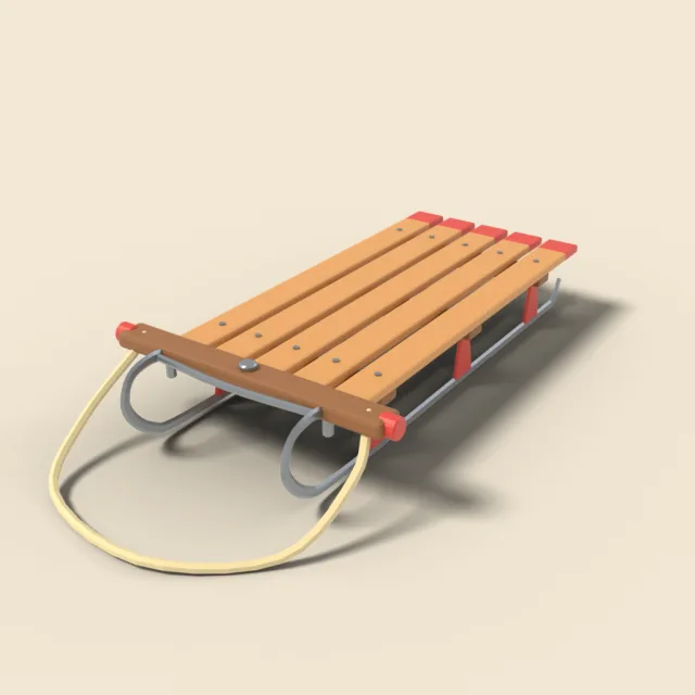 Wooden sled with steel runners