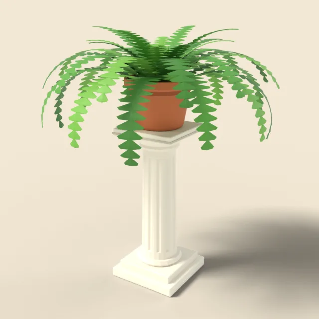Boston fern on pedestal stand