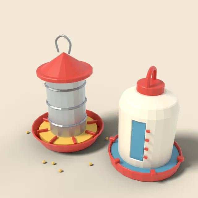 Chicken feeder and waterer pair