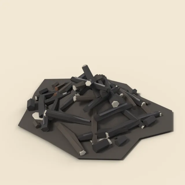 Pile of charcoal sticks