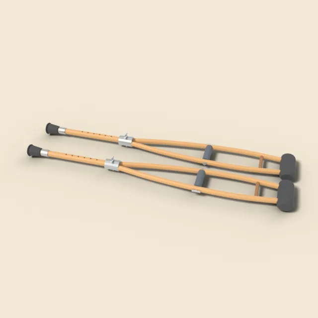 Wooden underarm crutches pair