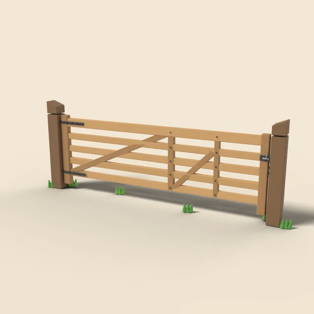 Wooden five-bar farm gate