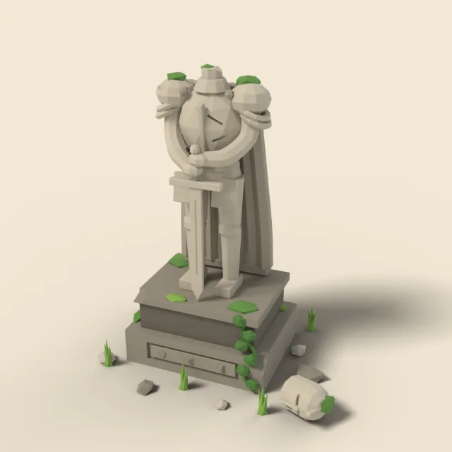 Headless knight statue