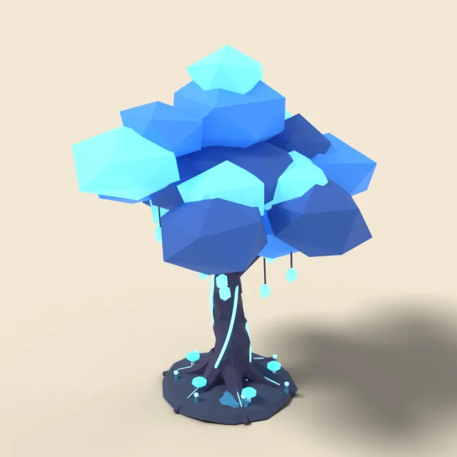 Glowing blue fantasy tree