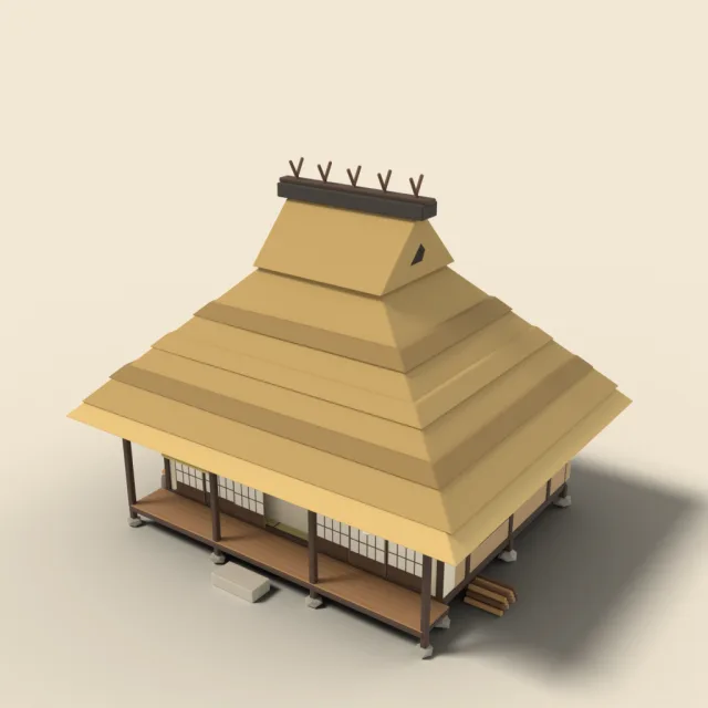 Small thatched minka with veranda