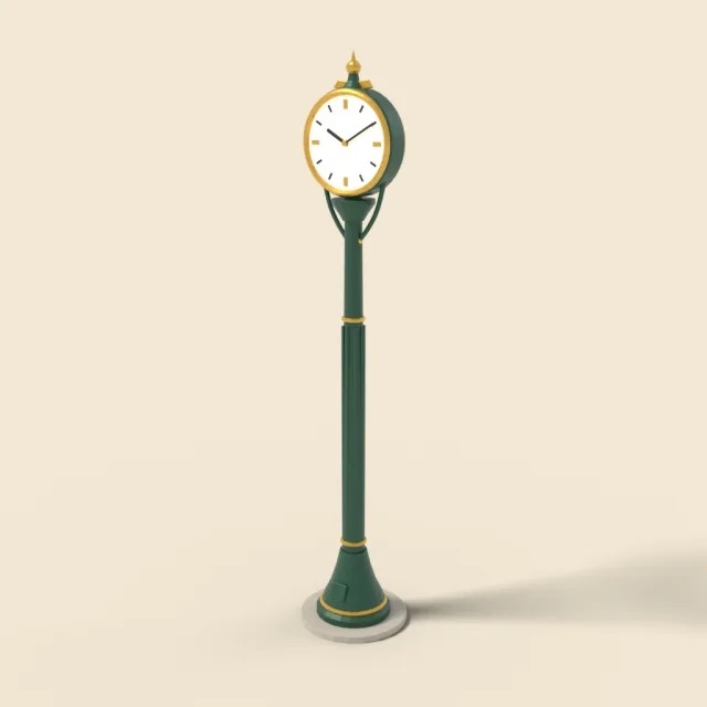 Street clock on pole