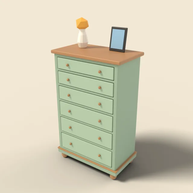 Six-drawer tall dresser