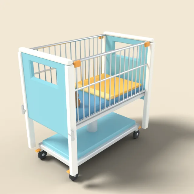 Pediatric crib bed with high rails