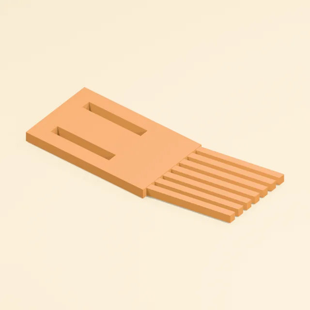 Slotted woodworking featherboard with angled flexible fingers