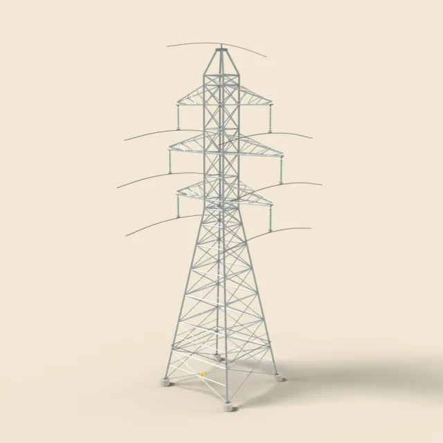 Steel lattice power pylon