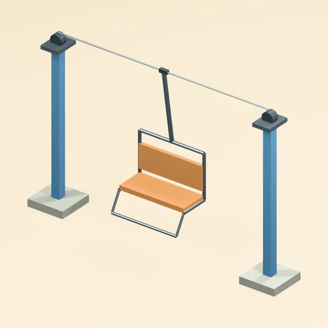 ski_chairlift_segment_suspended_open_chair_on_supported_cable_span