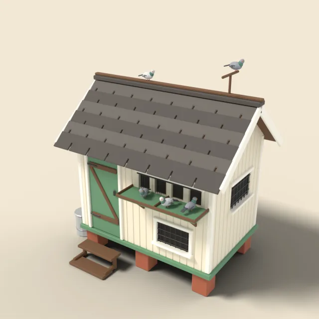 Pigeon loft with landing board