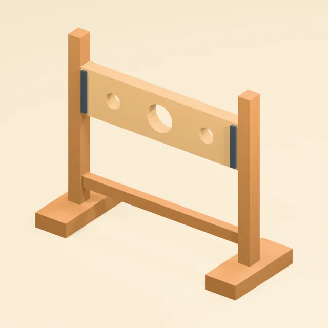 historical_pillory_fixture_split_wood_board_with_three_real_openings