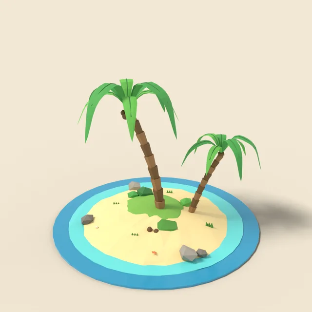 Tropical island with palm tree