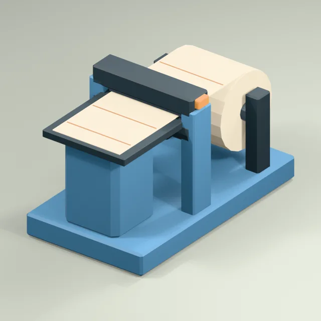 Open-roll thermal label printer with contrasting stone presentation