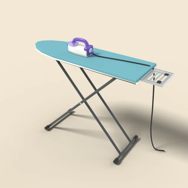 Steam iron on a board