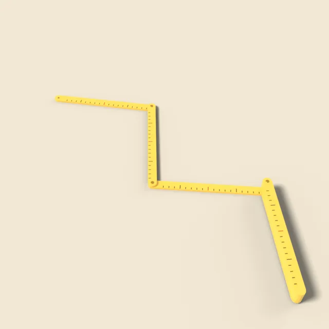 Folding wooden ruler