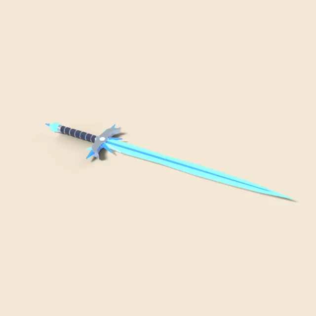 Glowing blue crystal fantasy sword