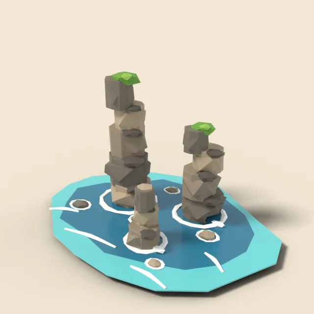 Sea stack trio in surf