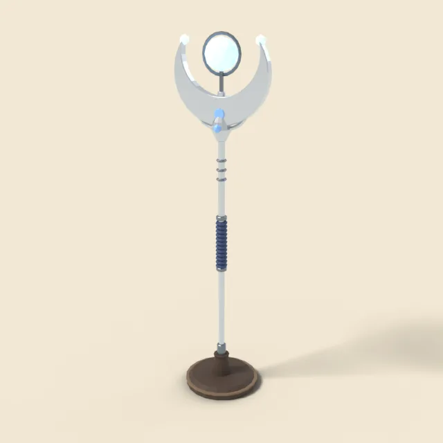 Silver moon staff with crescent head