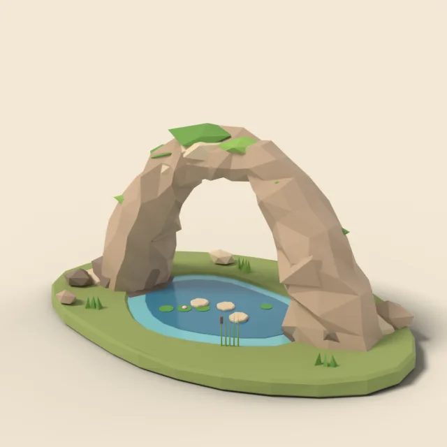 Natural stone arch over water