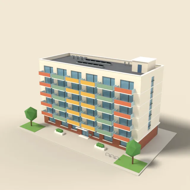 Apartment block with balconies