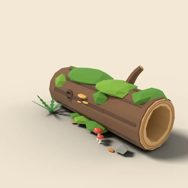 Hollow fallen log with moss