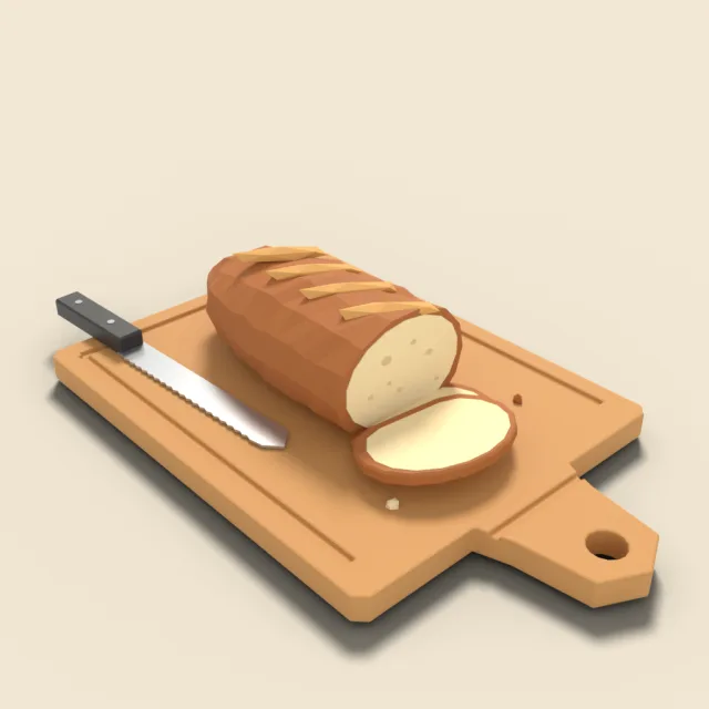 Bread loaf on cutting board