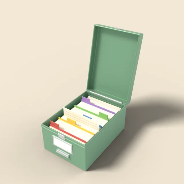 Index card box with dividers