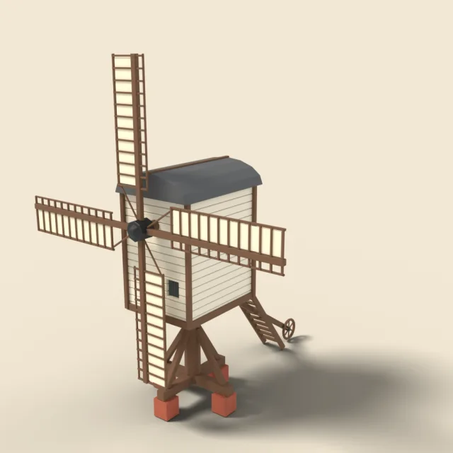 Wooden windmill with sails