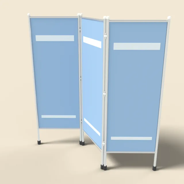 Folding three-panel medical screen
