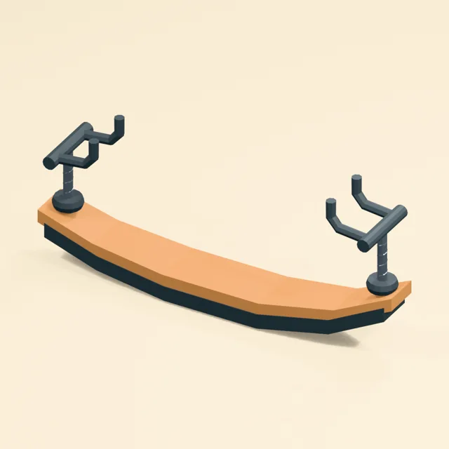 Curved violin shoulder rest with adjustable padded fork feet