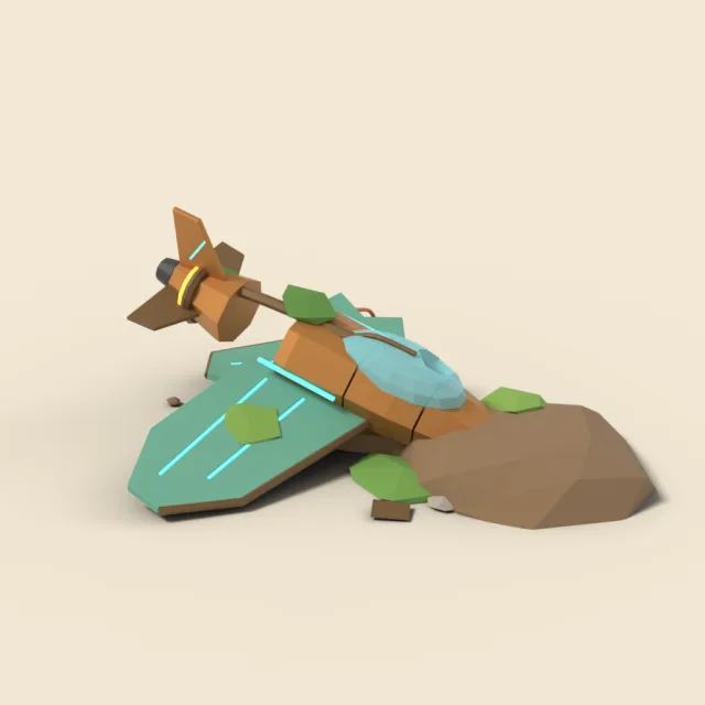 Crashed ancient flying machine