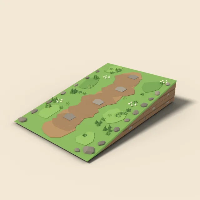 Grassy earth ramp between levels