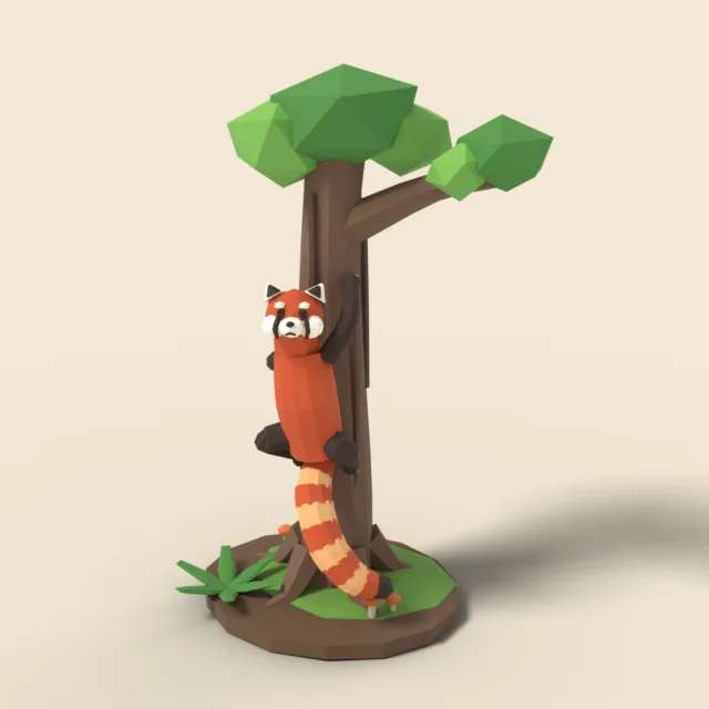 Climbing red panda