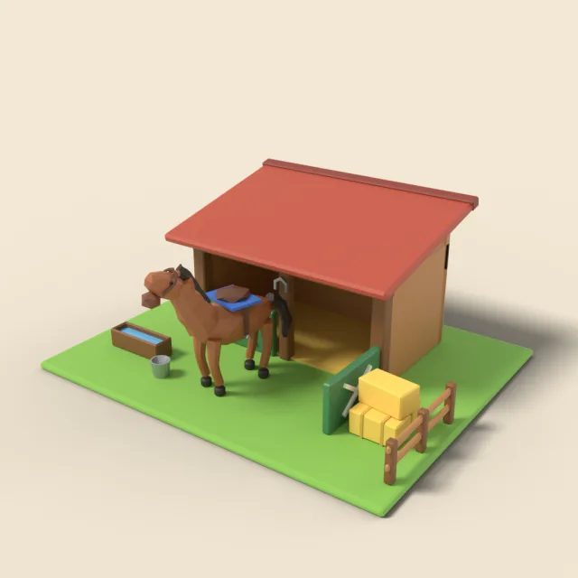 Toy horse with stable