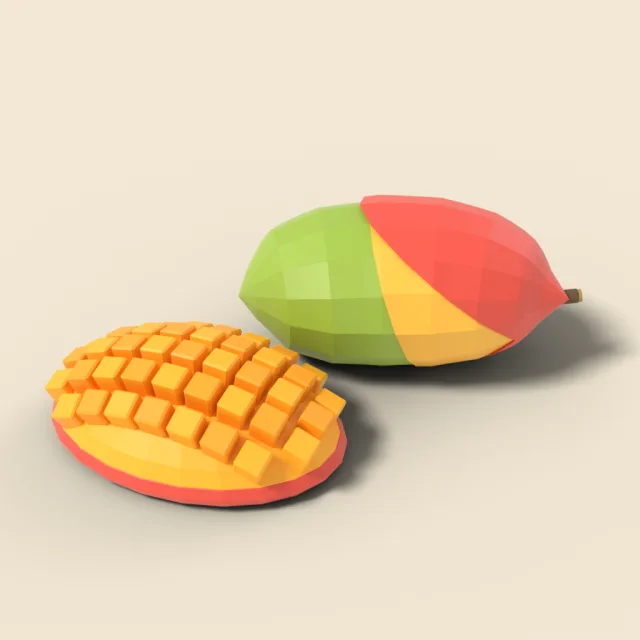 Mango with cubed half