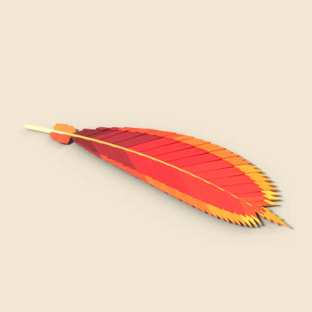 Bright red phoenix feather