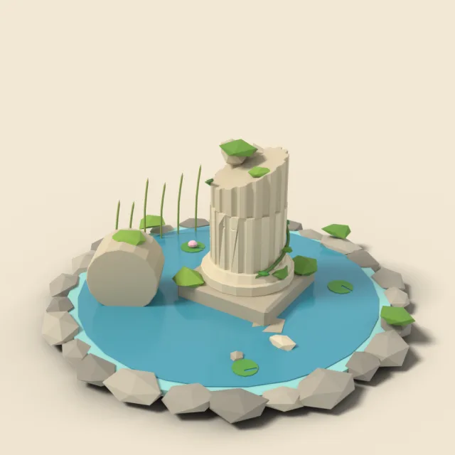Pillar stump in shallow pool