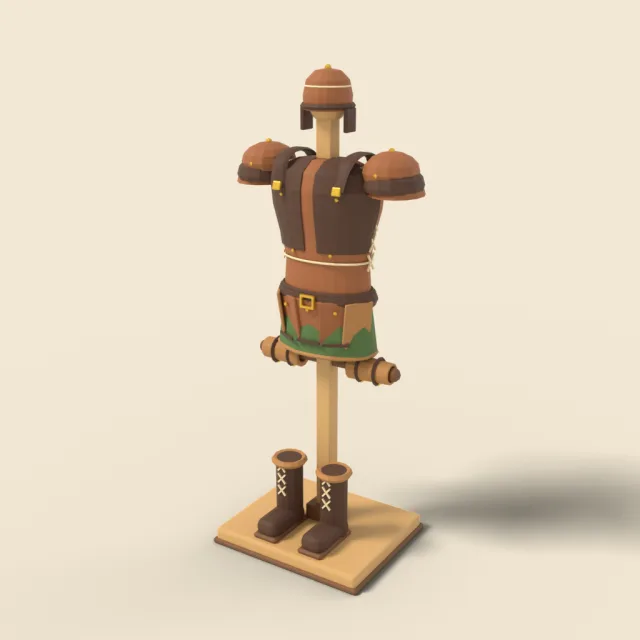 Wooden armor stand with leather set