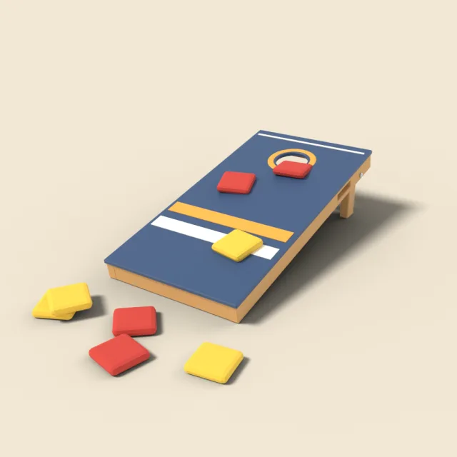 Cornhole board with bean bags