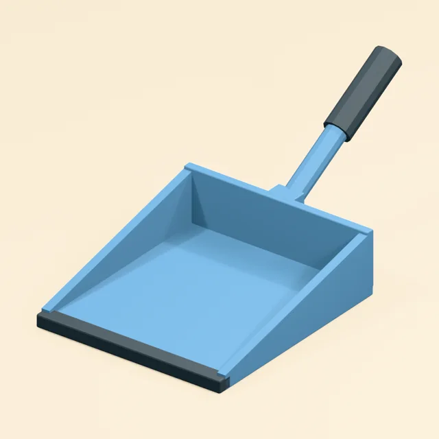 Open dustpan with exterior handle socket