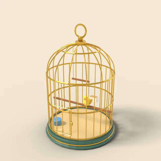 Domed bird cage with perch