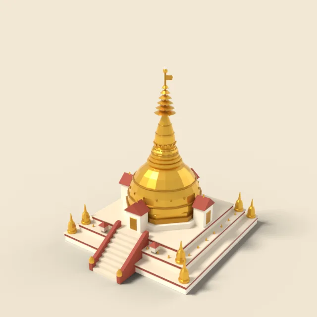 Golden stupa with spire
