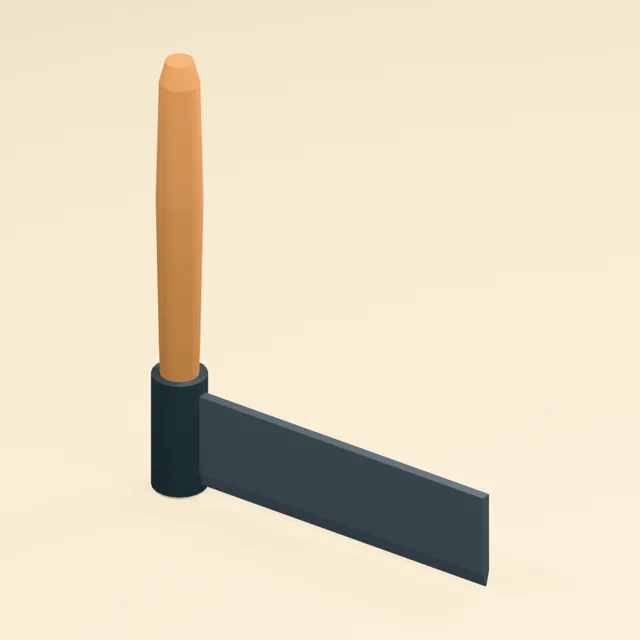 Timber splitting froe with rolled eye and long straight wedge blade