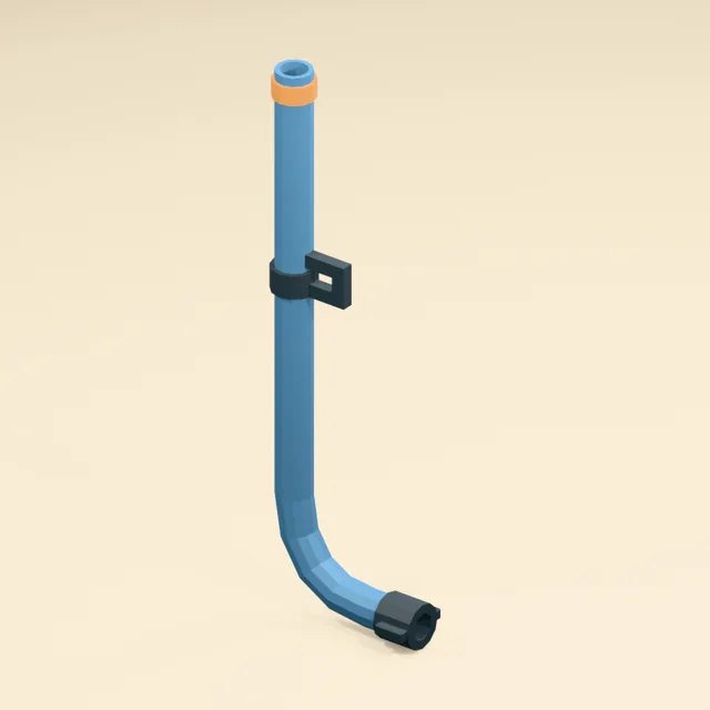 Open J snorkel with bite mouthpiece and strap eye