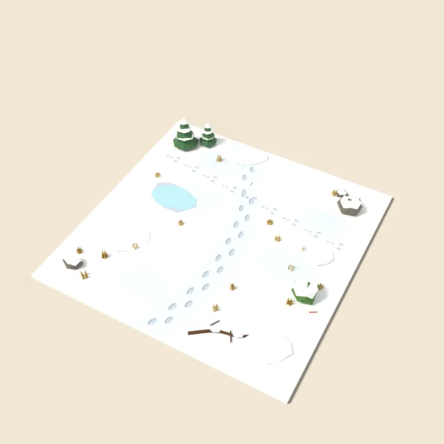 Snowy ground tile with footprints
