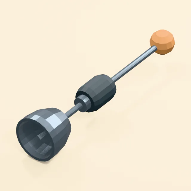 Sliding-weight egg topper with hollow bell and captured striker shaft
