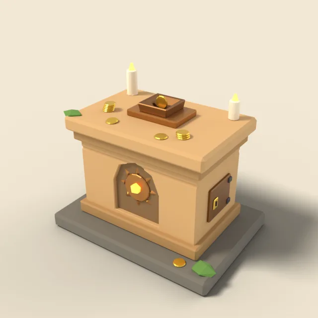 Offering altar with coin slot